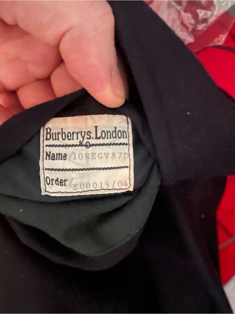 BURBERRY Black Double-Breasted Wool Blazer with Red Plaid Lining - Picture 10 of 14